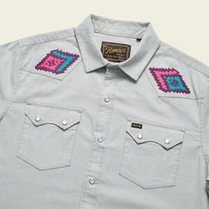 Howler Brothers Light Gray Shirt with Colorful Embroidery - Medium - NWOT